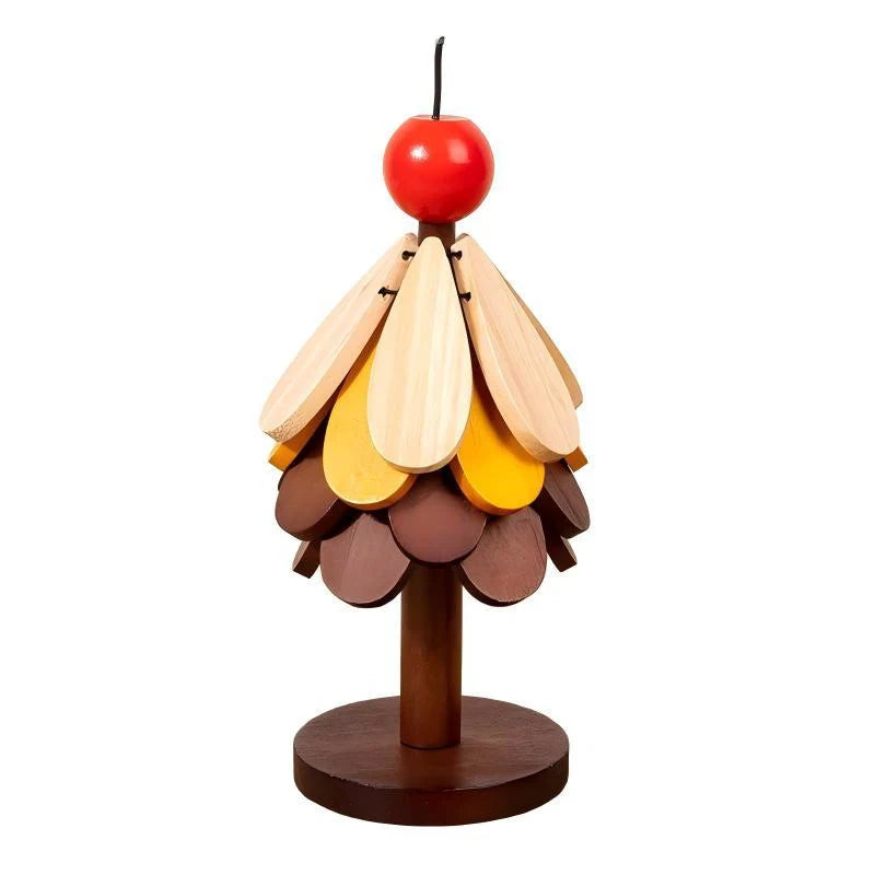Wooden Tree Figurine Colorful Leaf Design Sustainably Treated Wood