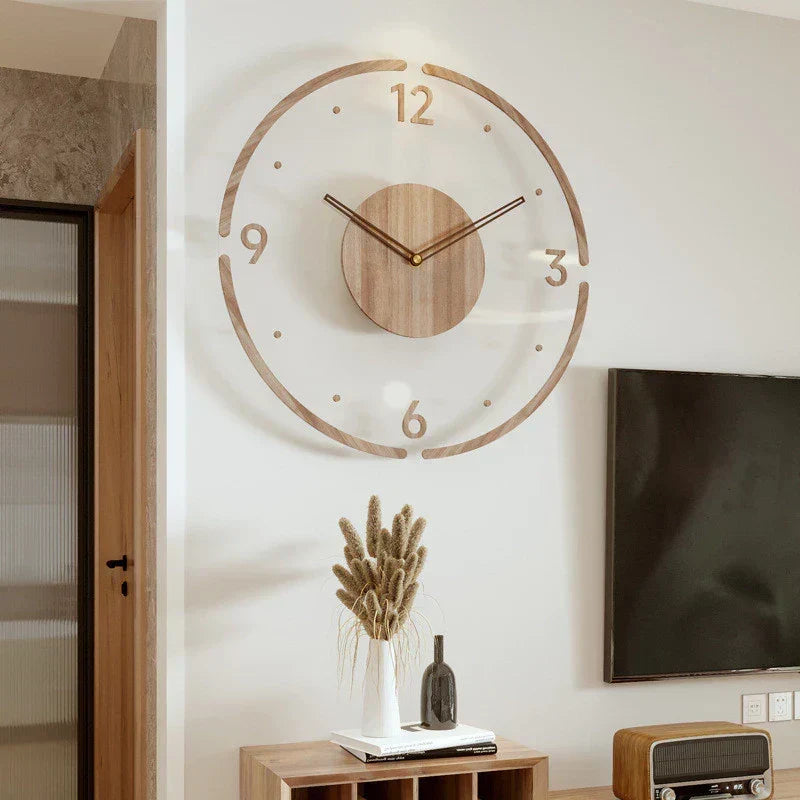Wooden Wall Clock Silent Battery-Powered Clear Numerals