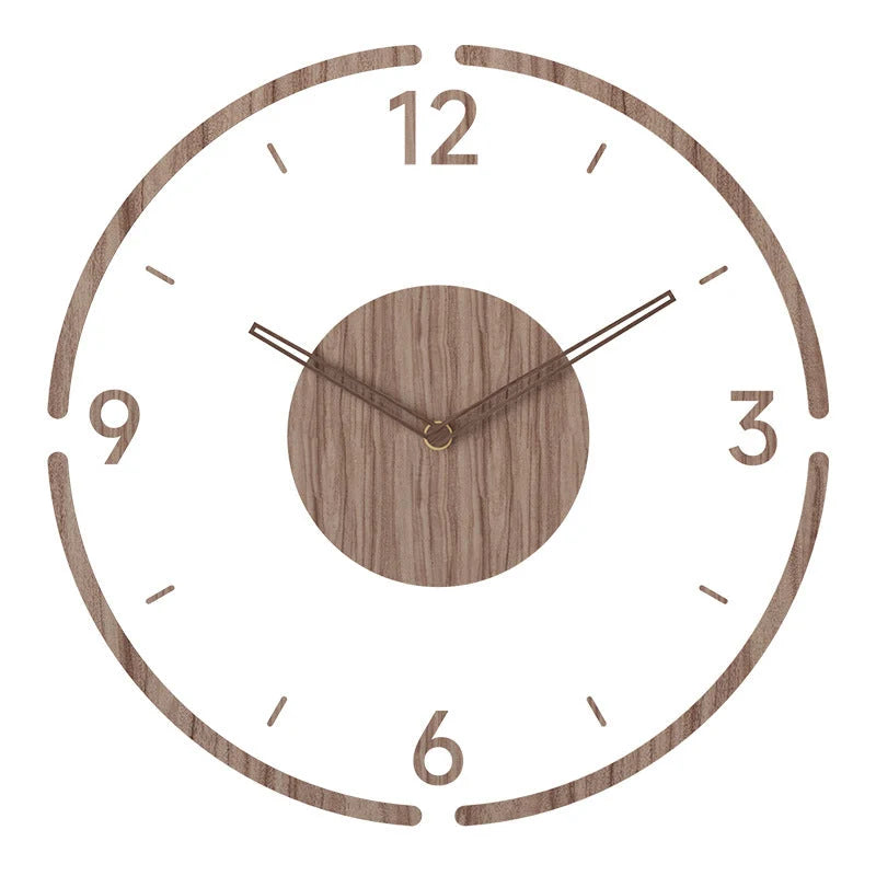 Wooden Wall Clock Silent Battery-Powered Clear Numerals