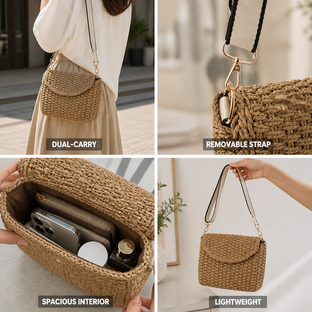 Woven Dual-Carry Handbag (Removable Strap)