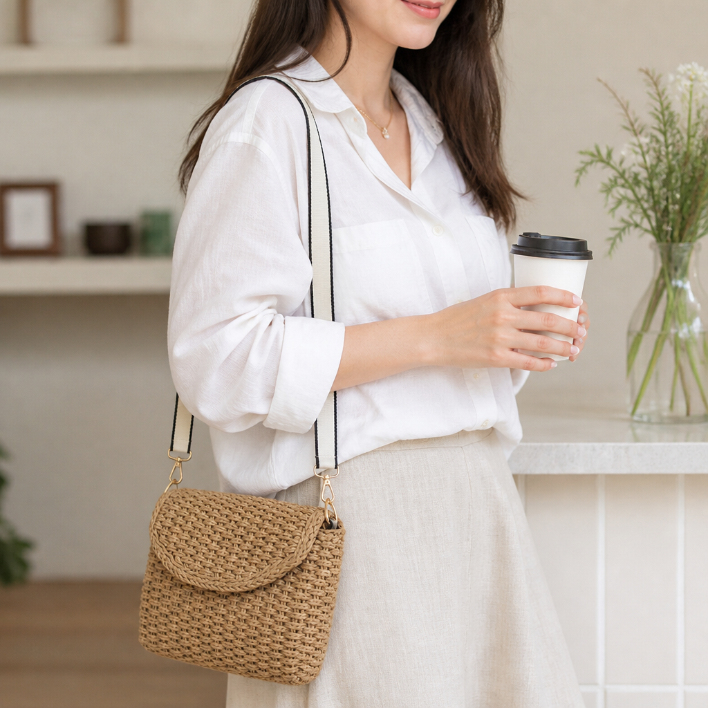 Woven Dual-Carry Handbag (Removable Strap)