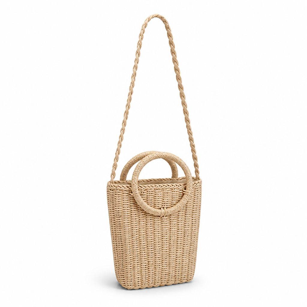 Woven Eco-Friendly Handbag (Round Handle & Adjustable Strap)