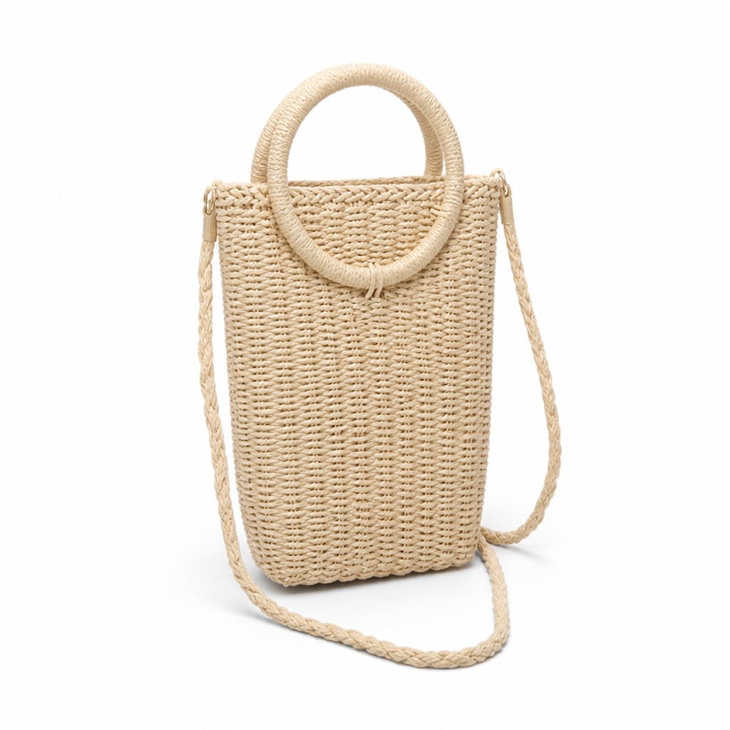 Woven Eco-Friendly Handbag (Round Handle & Adjustable Strap)