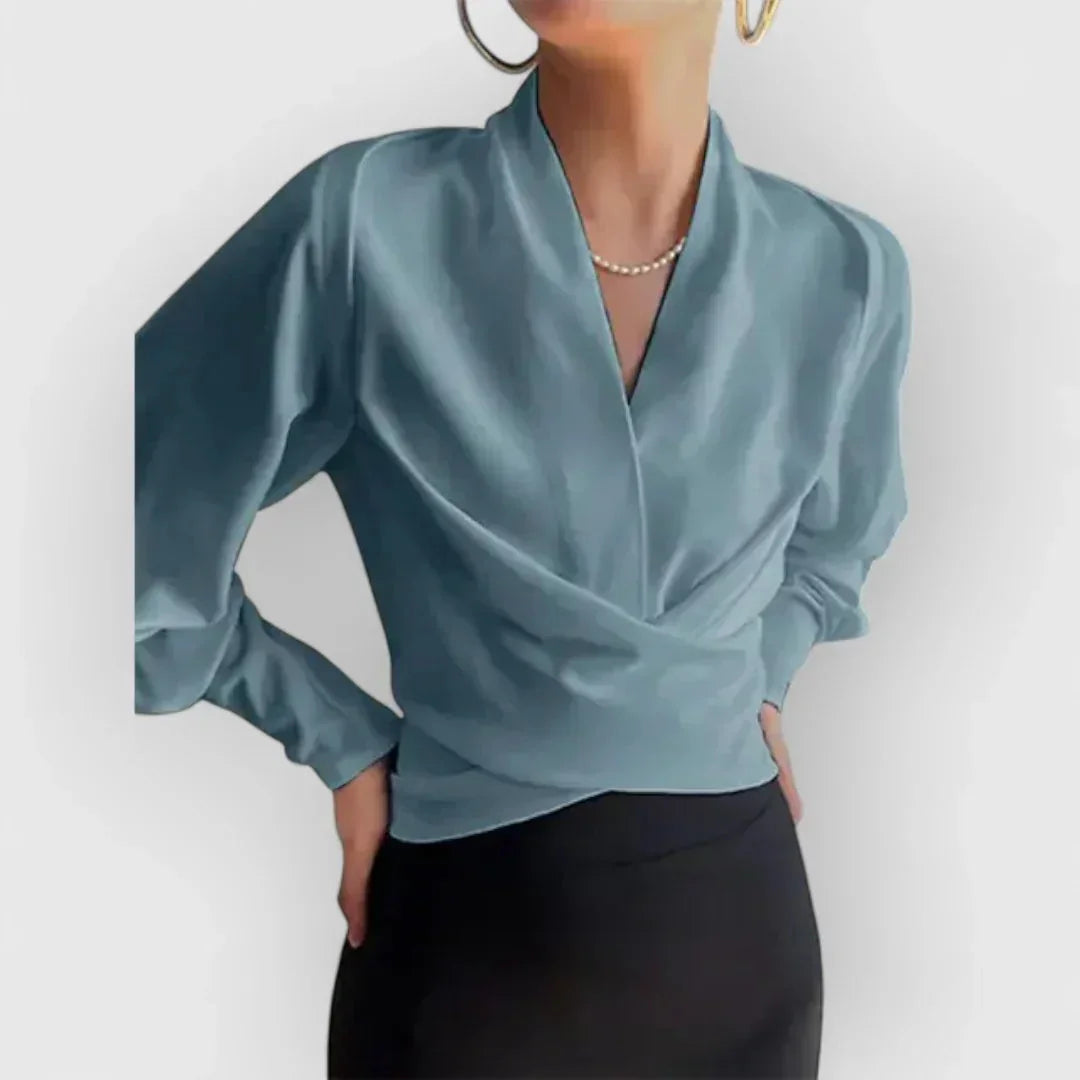 Wrap Blouse Crossover Front & Adjustable Side Tie