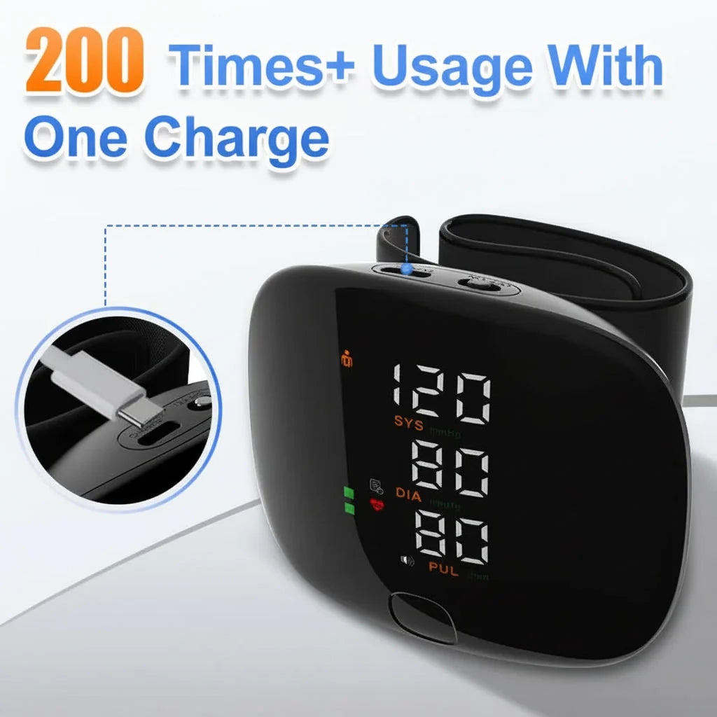 Wrist Blood Pressure Monitor One-Touch Arrhythmia Detection USB-Rechargeable