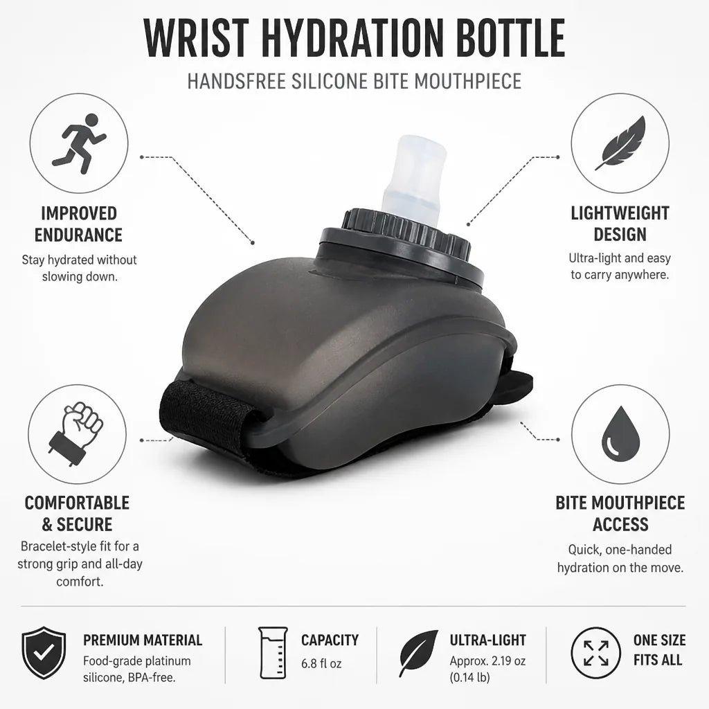 Wrist Hydration Bottle Handsfree Silicone Bite Mouthpiece