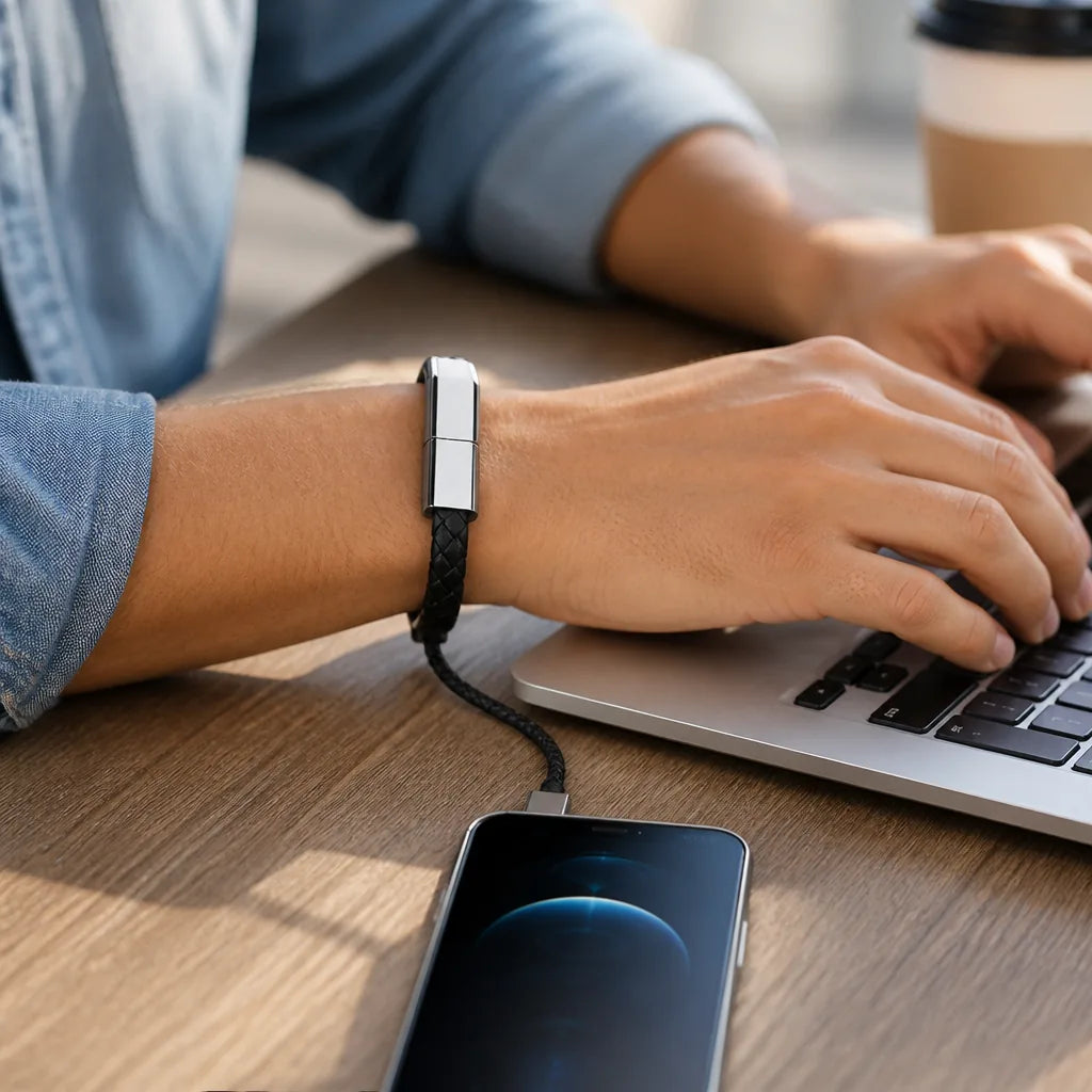 Wristband Charger Lightning & USB-C Woven Leather