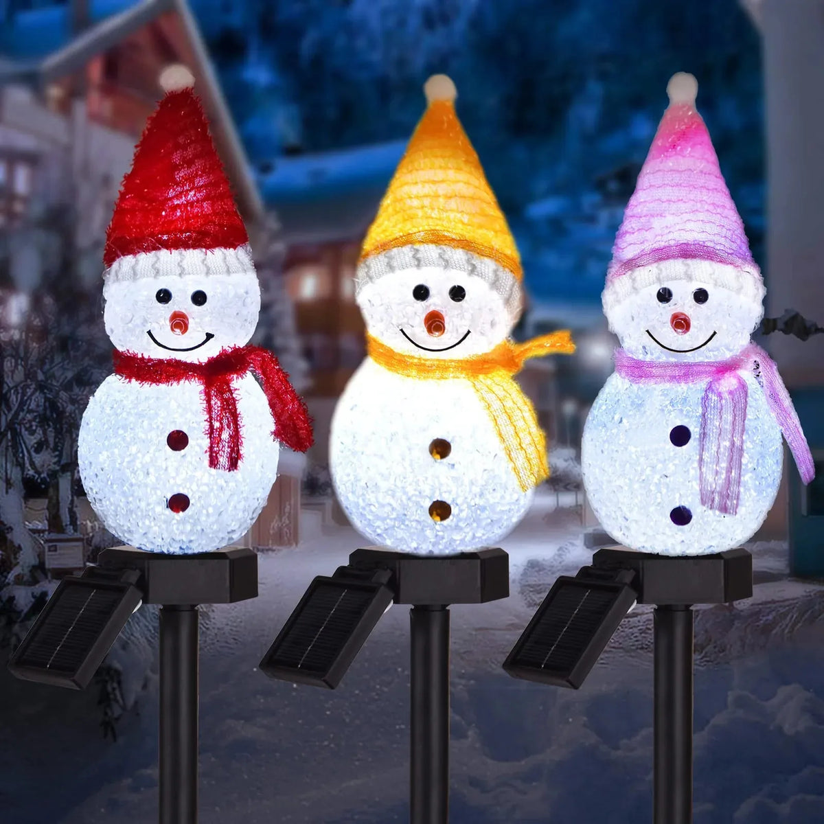 Yard Light Snowman Design Plug-In Four Colors