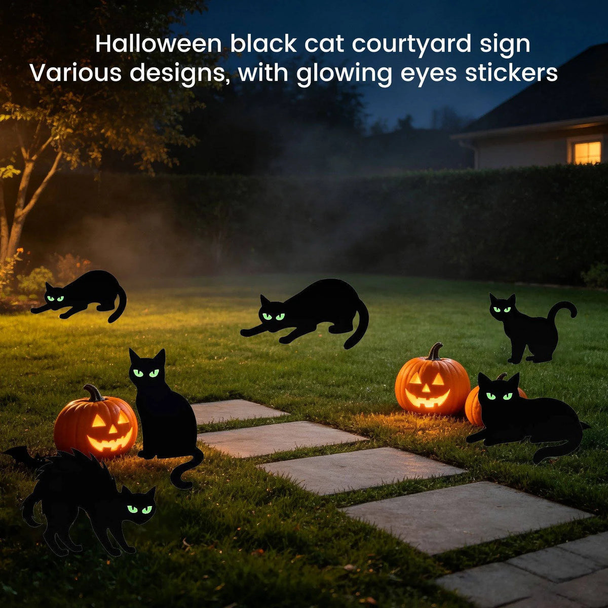 Yard Signs Glow-In-The-Dark Eyes Weather-Resistant Set of 6