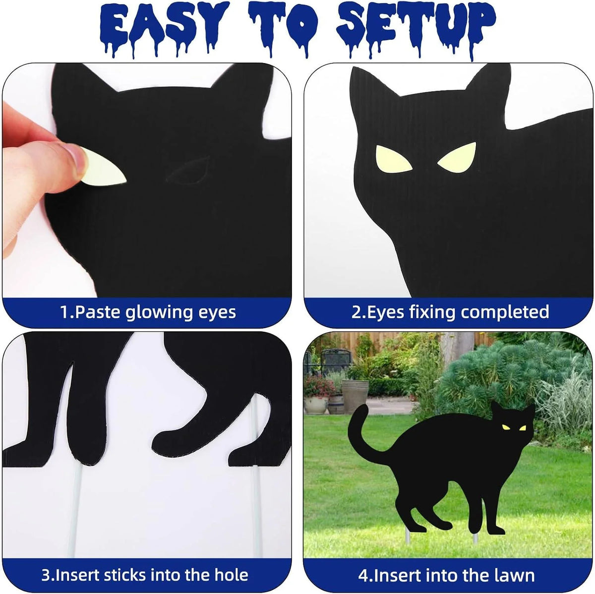 Yard Signs Glow-In-The-Dark Eyes Weather-Resistant Set of 6