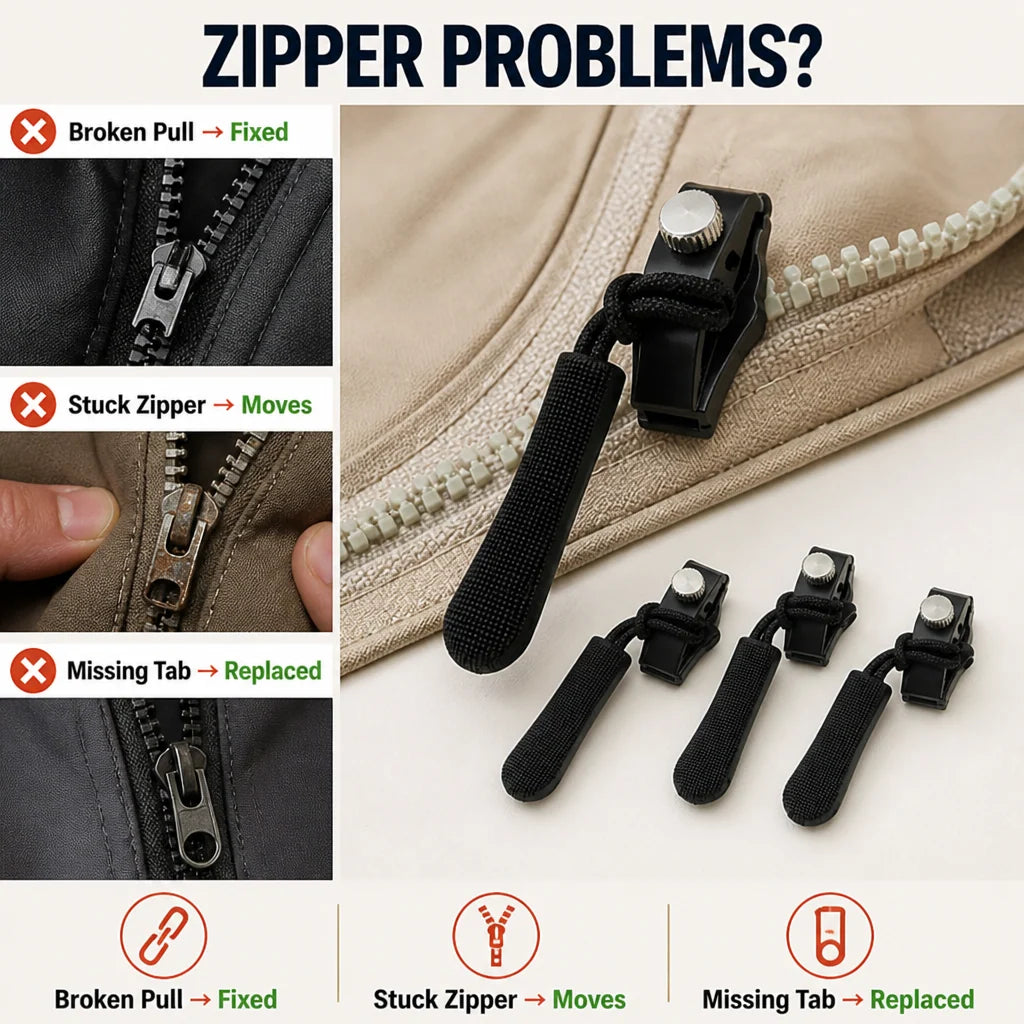 Zipper Repair Kit Tool-Free 15-Piece Assorted Sizes