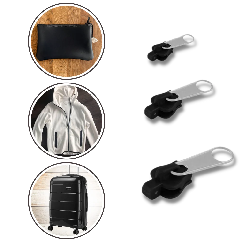 Zipper Slider Repair Set Aluminum Clip-On Set of 6