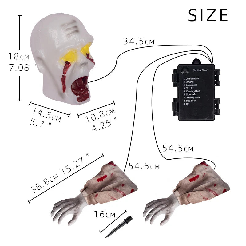 Zombie Prop Motion-Activated Glowing Eyes Weather-Resistant