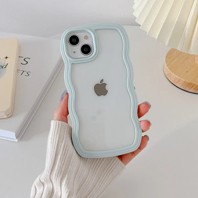 iPhone Case Transparent Wavy Design Slim Lightweight