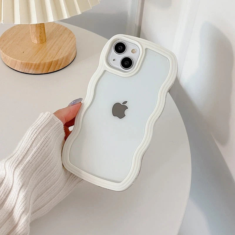 iPhone Case Transparent Wavy Design Slim Lightweight