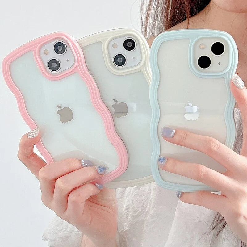 iPhone Case Transparent Wavy Design Slim Lightweight