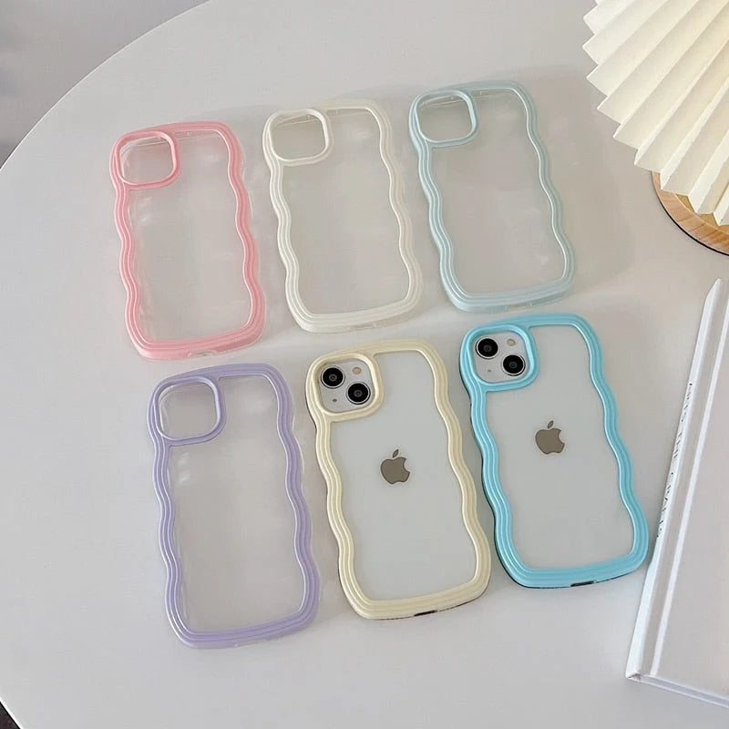 iPhone Case Transparent Wavy Design Slim Lightweight