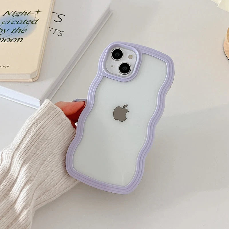 iPhone Case Transparent Wavy Design Slim Lightweight