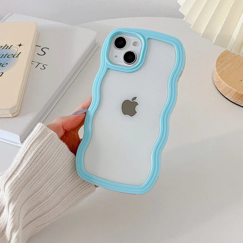 iPhone Case Transparent Wavy Design Slim Lightweight