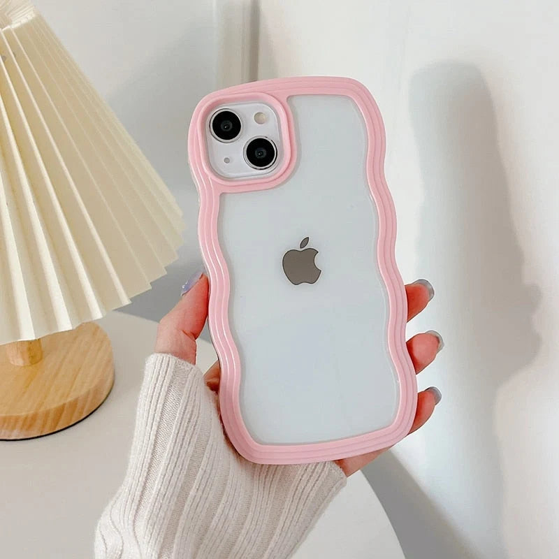 iPhone Case Transparent Wavy Design Slim Lightweight