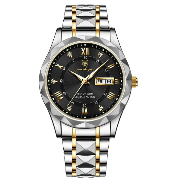 Sophisticated Men's Timepiece with Stainless Steel and Glow Features