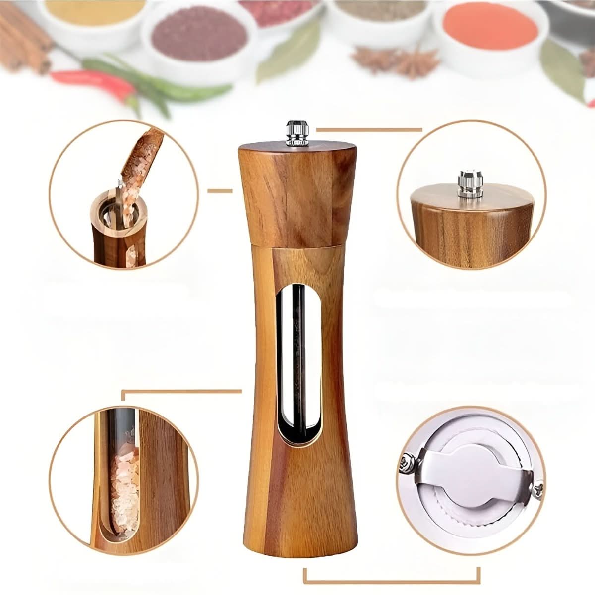Wooden Salt and Pepper Grinders for Effortless Grinding