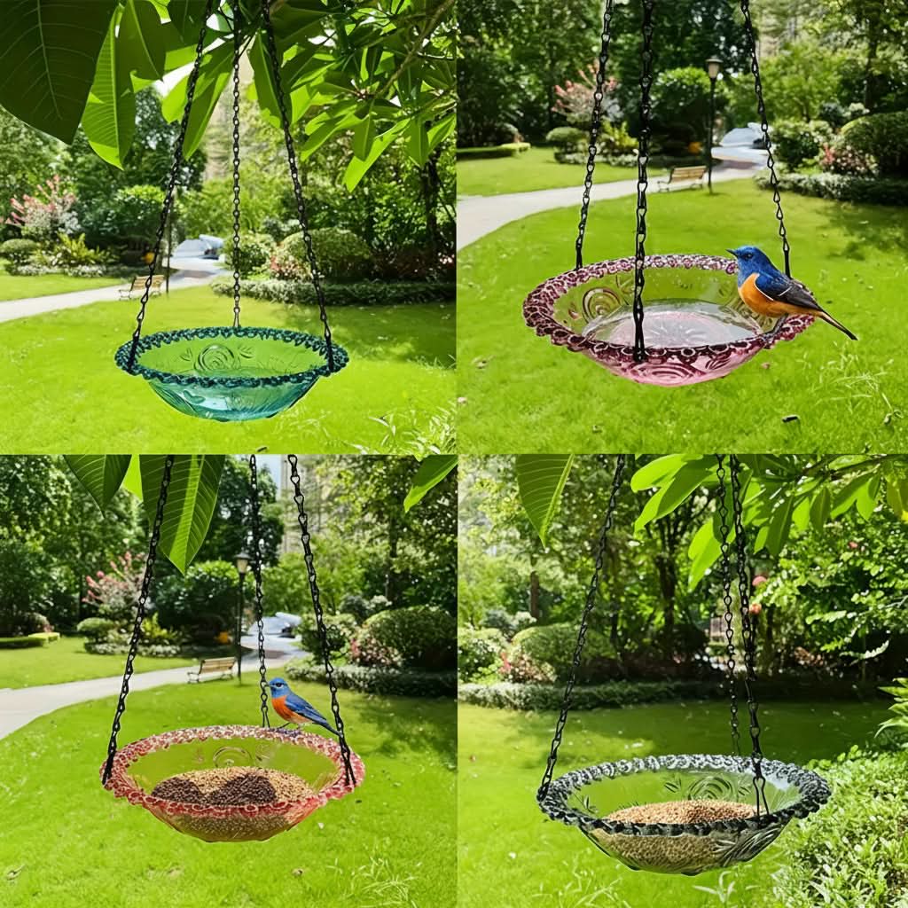Outdoor Bird Watching Double Bowl Feeder – Hanging Design