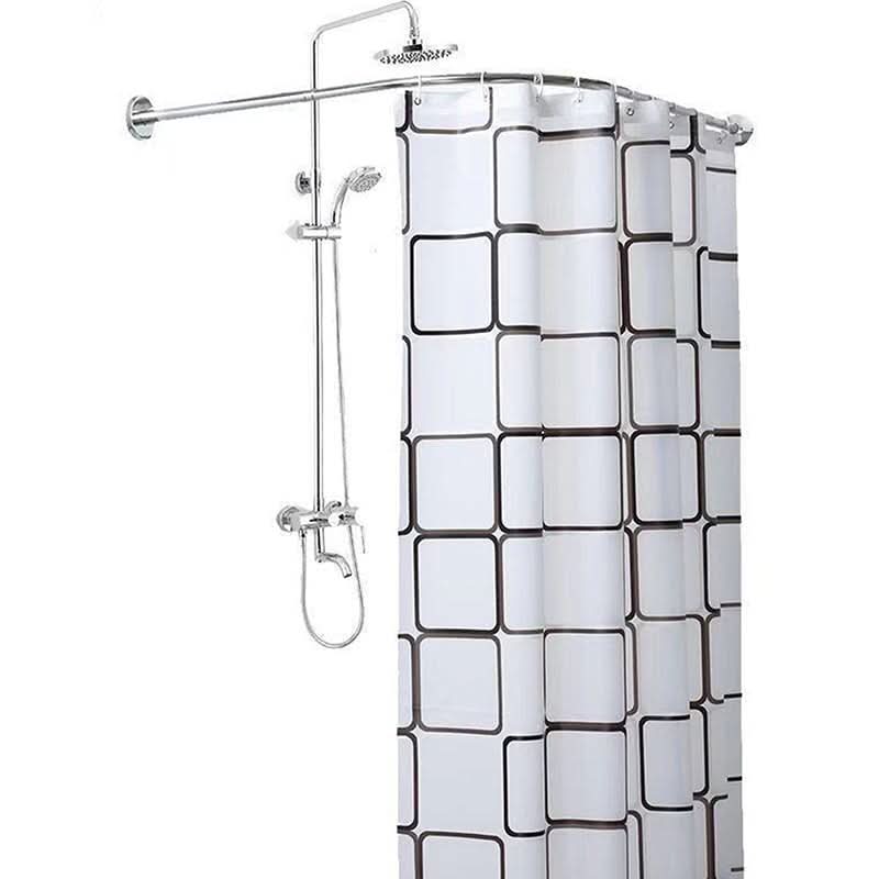 Extendable L-Shaped Shower Curtain Rod – Punch-Free Stainless Steel for Bathrooms