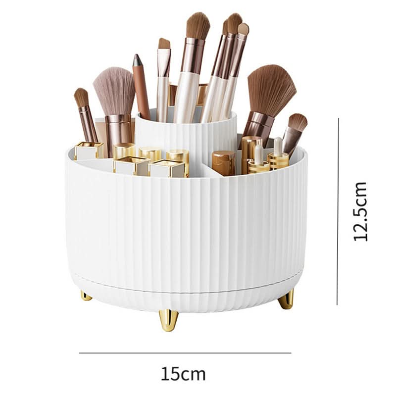 360-Degree Rotating Makeup Organizer with Multi-Slot Storage for Brushes and Essentials