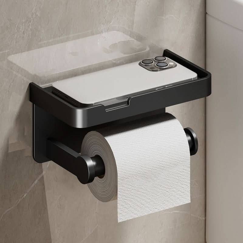 Wall-Mounted Aluminum Toilet Paper Holder with Storage Drawer