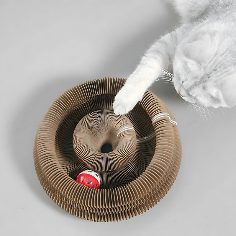 Magnetic Folding Cat Maze Made of Cardboard with Bell Ball Toy
