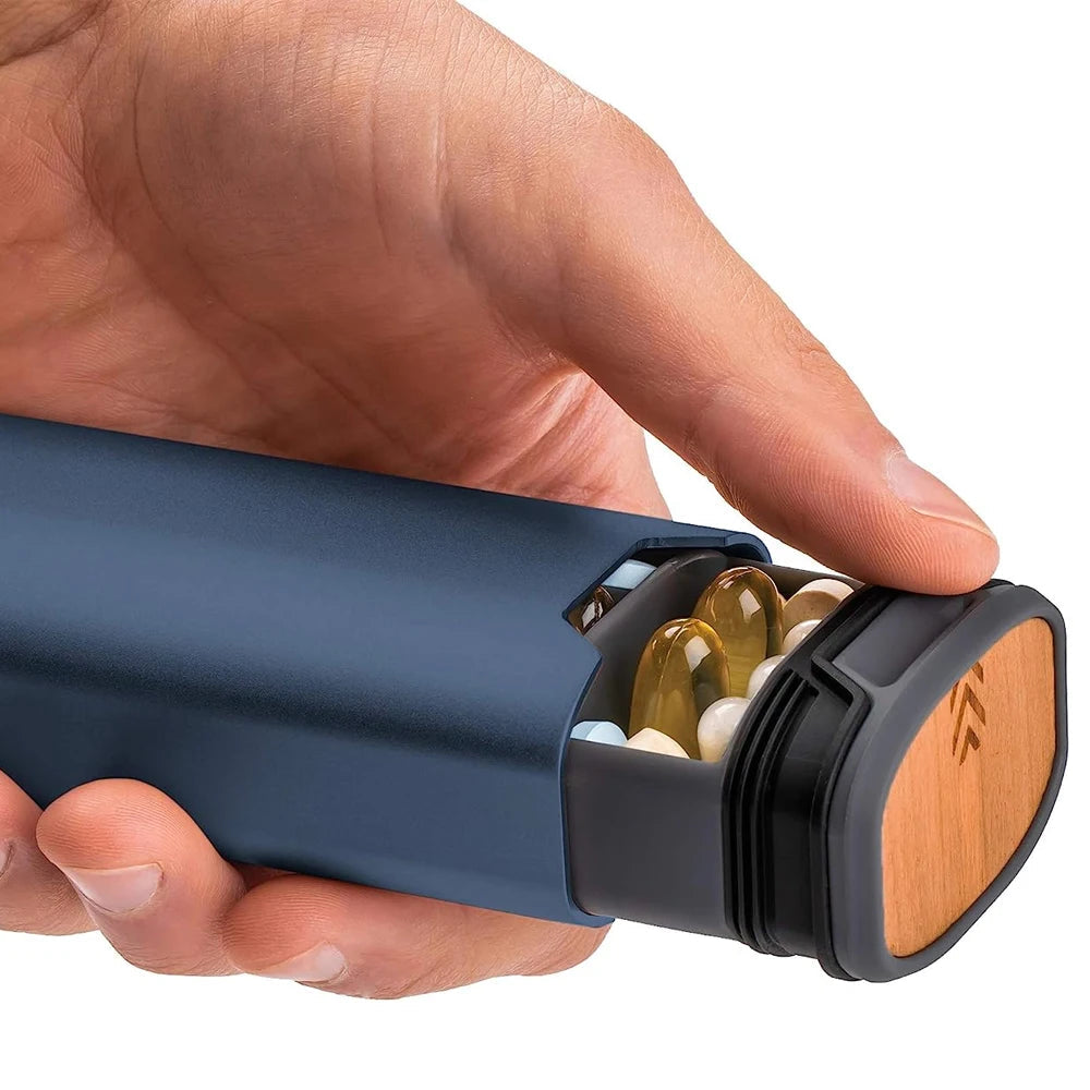 ChicMed Weekly Pill Holder - Stylish Wooden and Aluminum Design