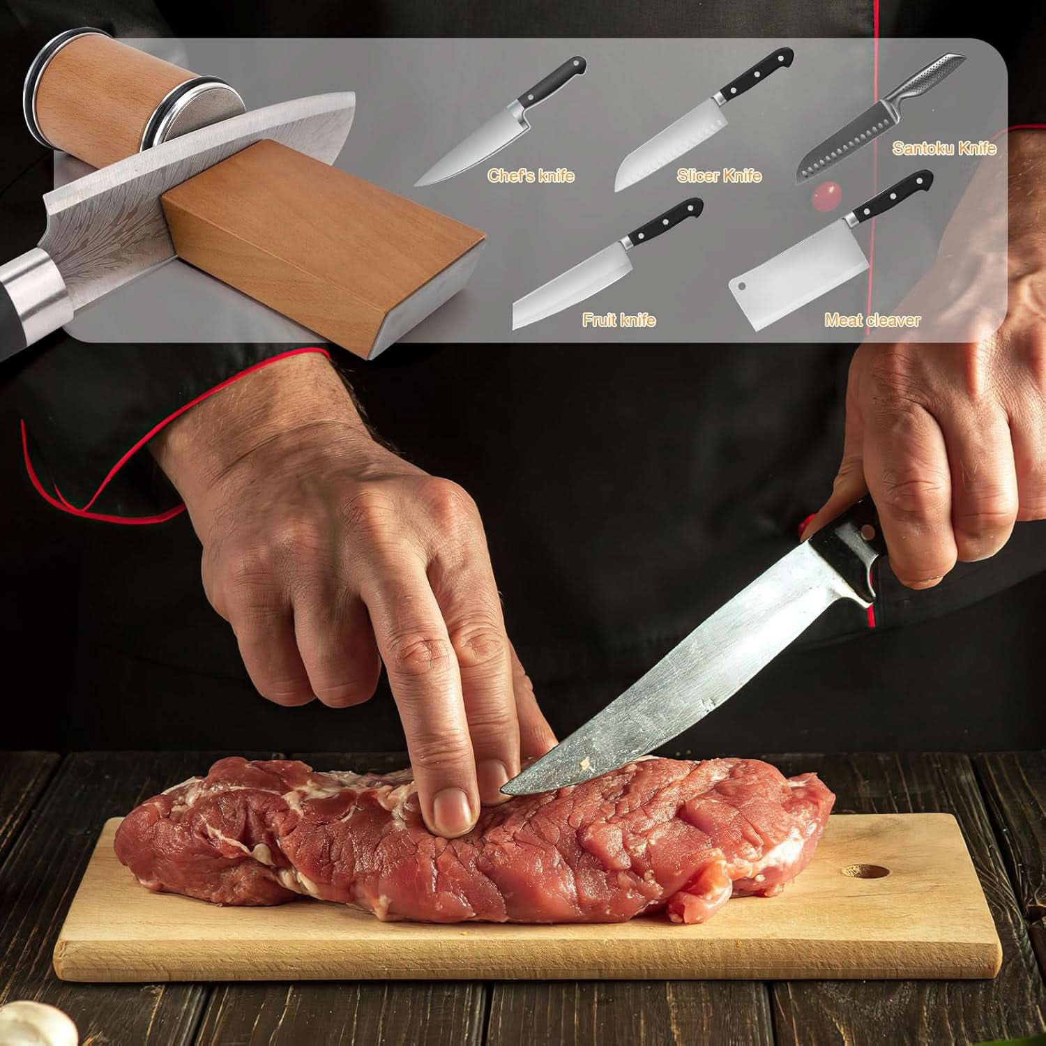 Knife Sharpener | Roller Grinder with Magnetic Angle | Diamond & Ceramic