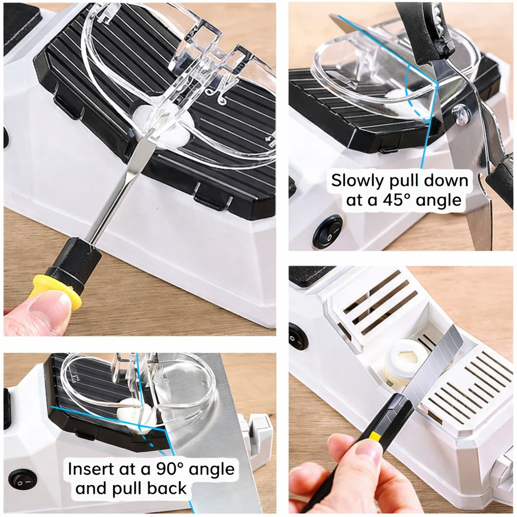 Knife Sharpener | Two-Stage Sharpening | Safe Guiding Slots | Cutting Power