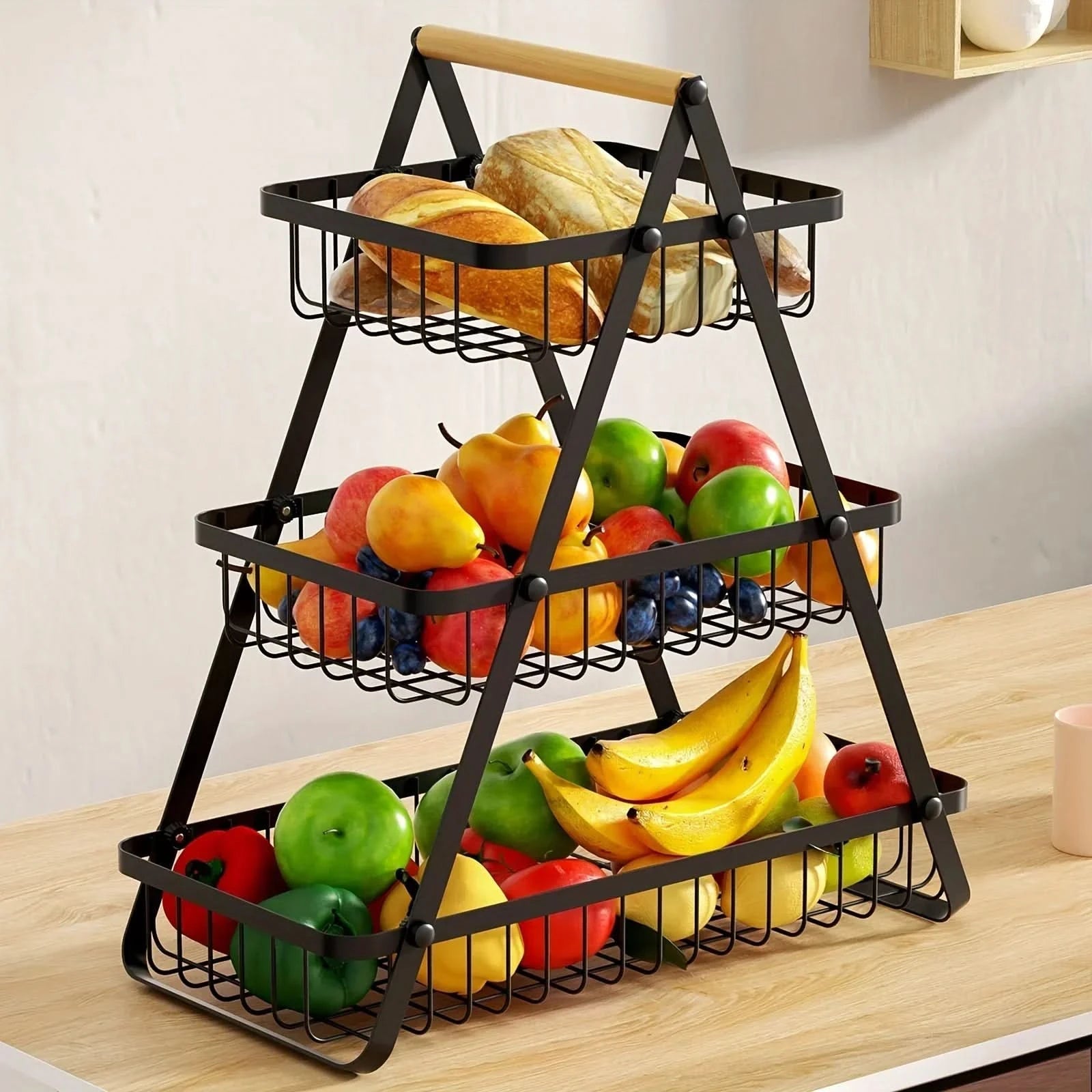 Elegant Multi-Tiered Fruit and Snack Organizer for Kitchen