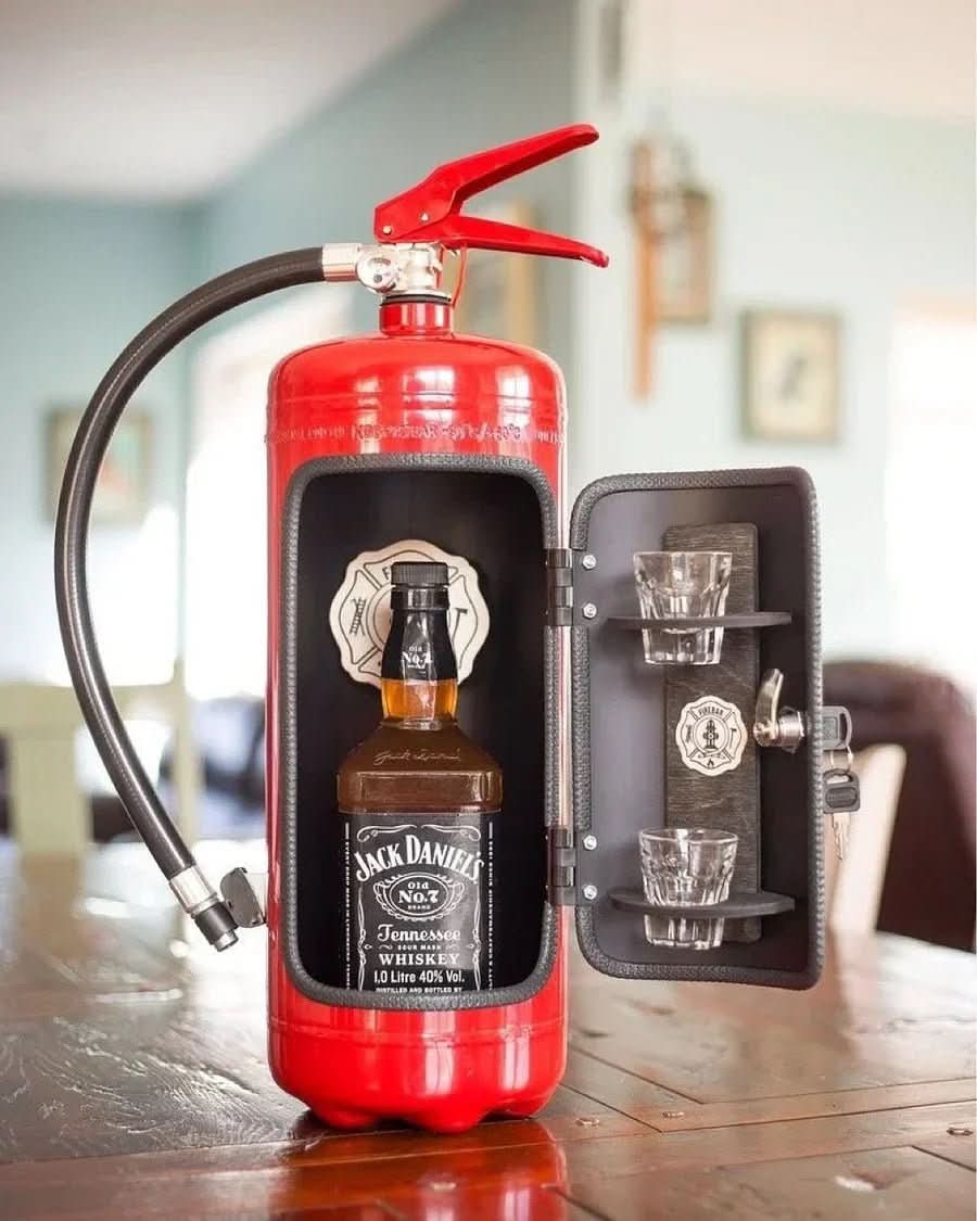 Mini Fire Extinguisher Decor Safe | Metal Drink Storage