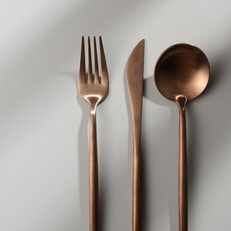 Minimalist Stainless Steel Cutlery Set 18/10 with Titanium Coating