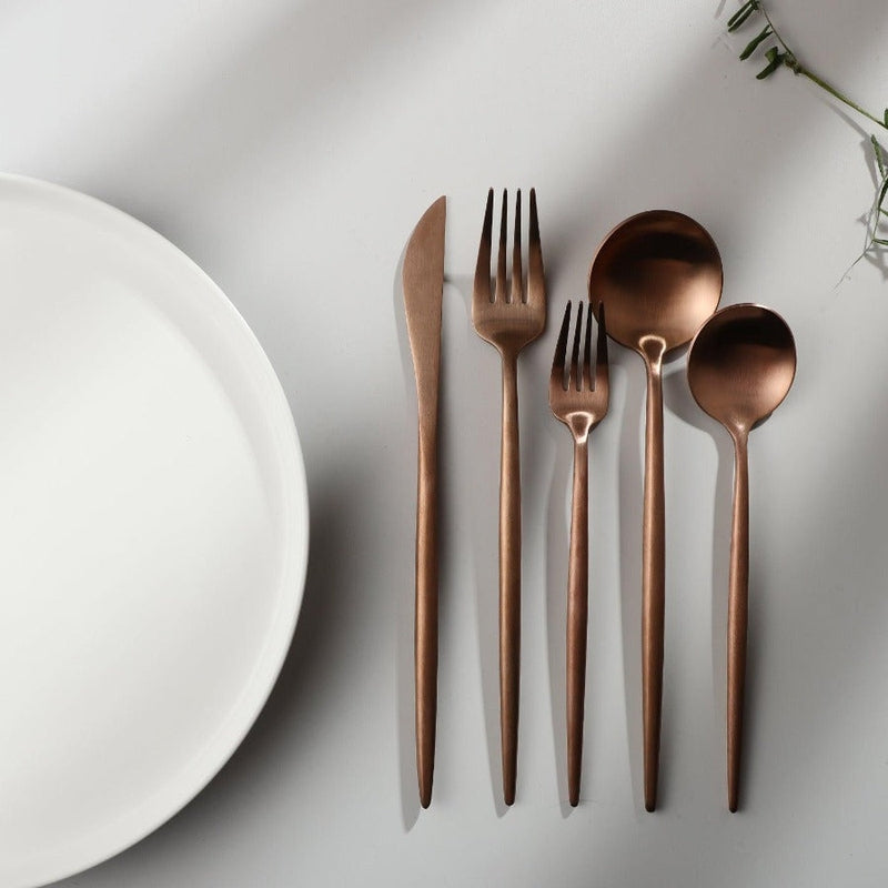 Minimalist Stainless Steel Cutlery Set 18/10 with Titanium Coating