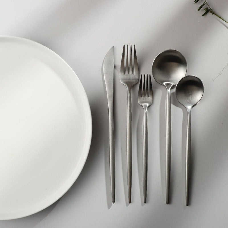 Minimalist Stainless Steel Cutlery Set 18/10 with Titanium Coating