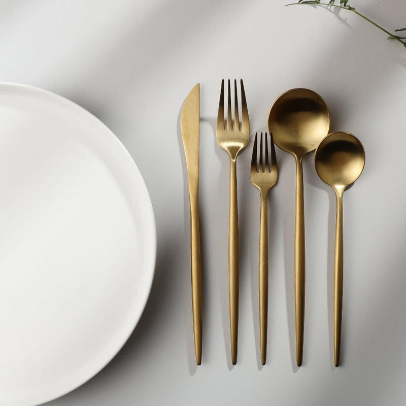 Minimalist Stainless Steel Cutlery Set 18/10 with Titanium Coating