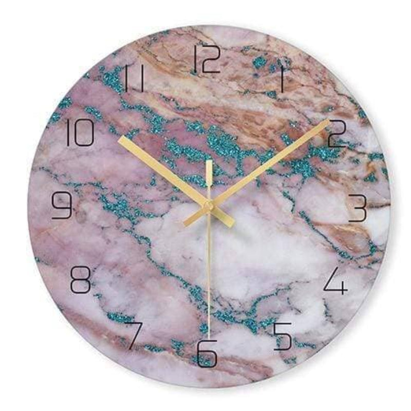 Elegant Stone-Patterned Wall Clock with Golden Accents