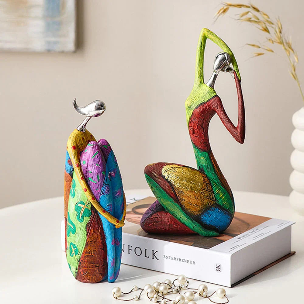 Elegant Modern Female Figure Sculpture in Vibrant Resin Art