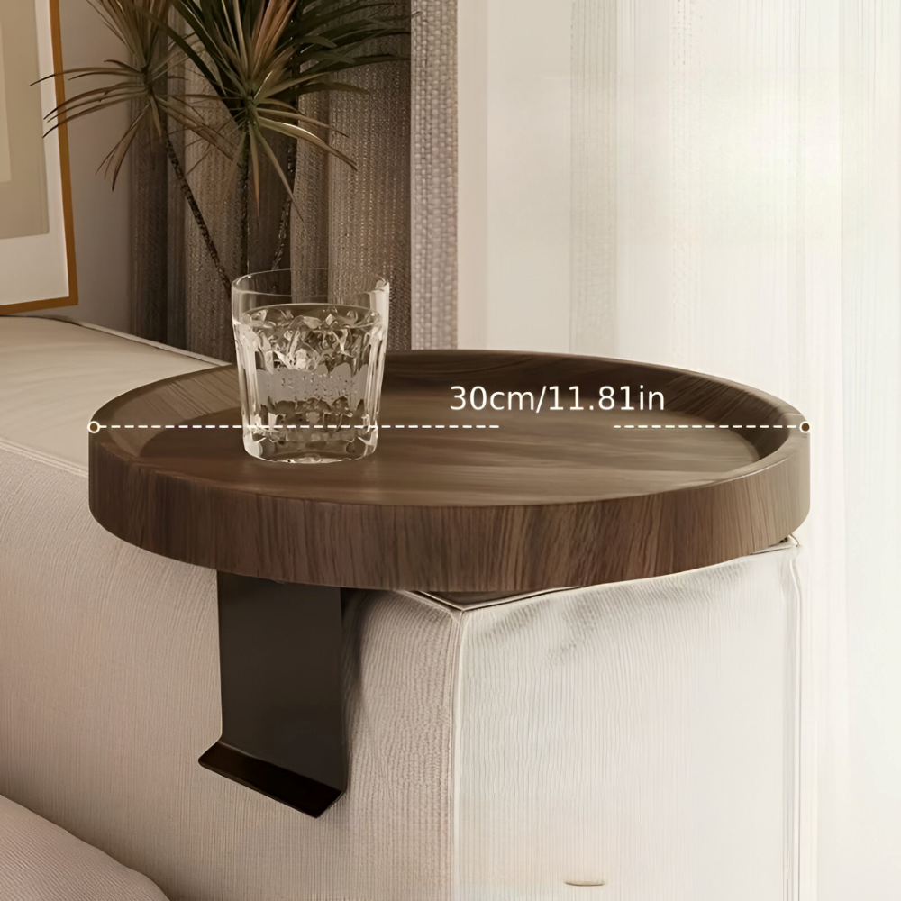 Round Clip-On Coffee Table – Compact Snack Tray for Space Efficiency