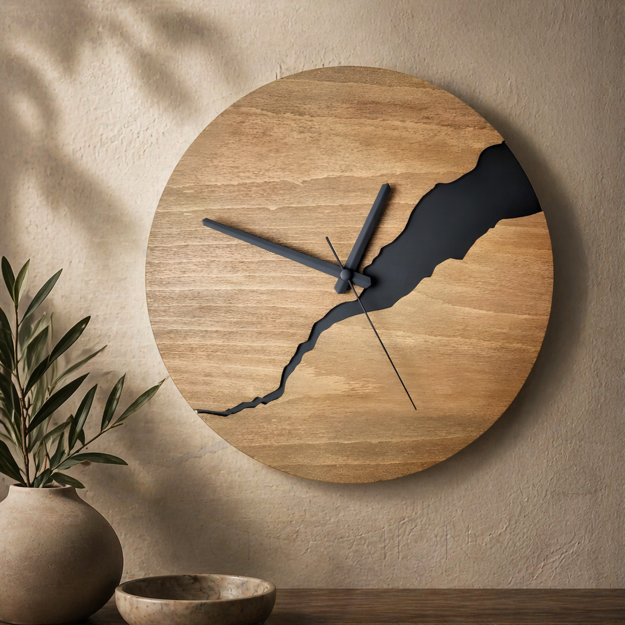 Nature-Inspired Wooden Wall Clock with Quartz Precision