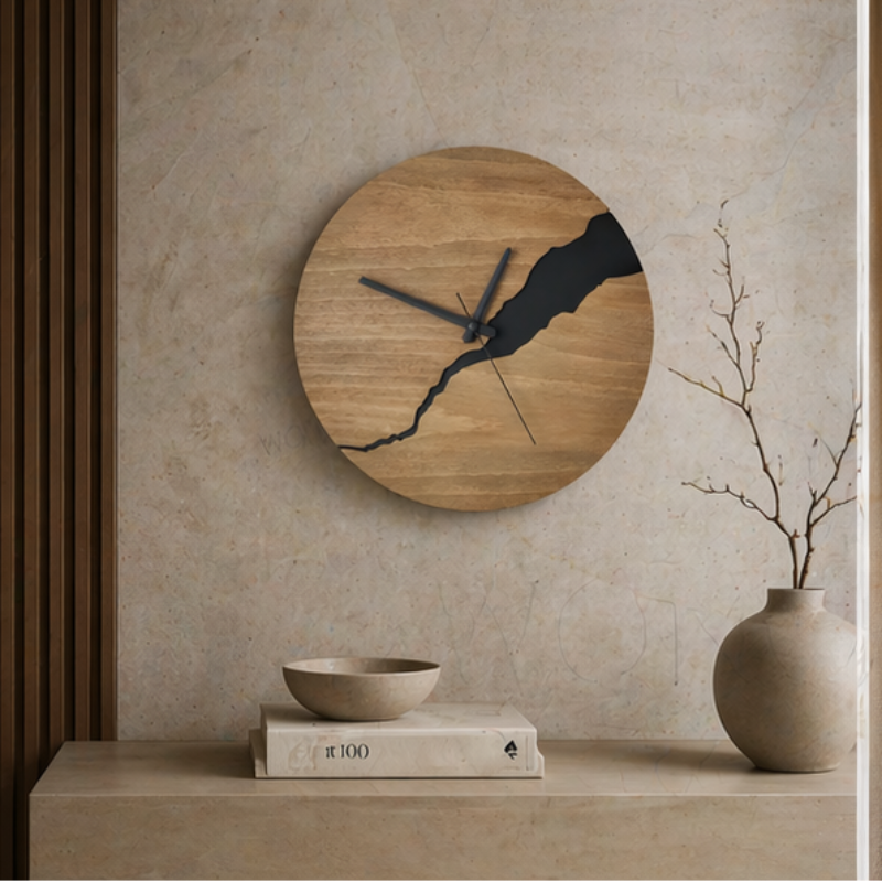 Nature-Inspired Wooden Wall Clock with Quartz Precision