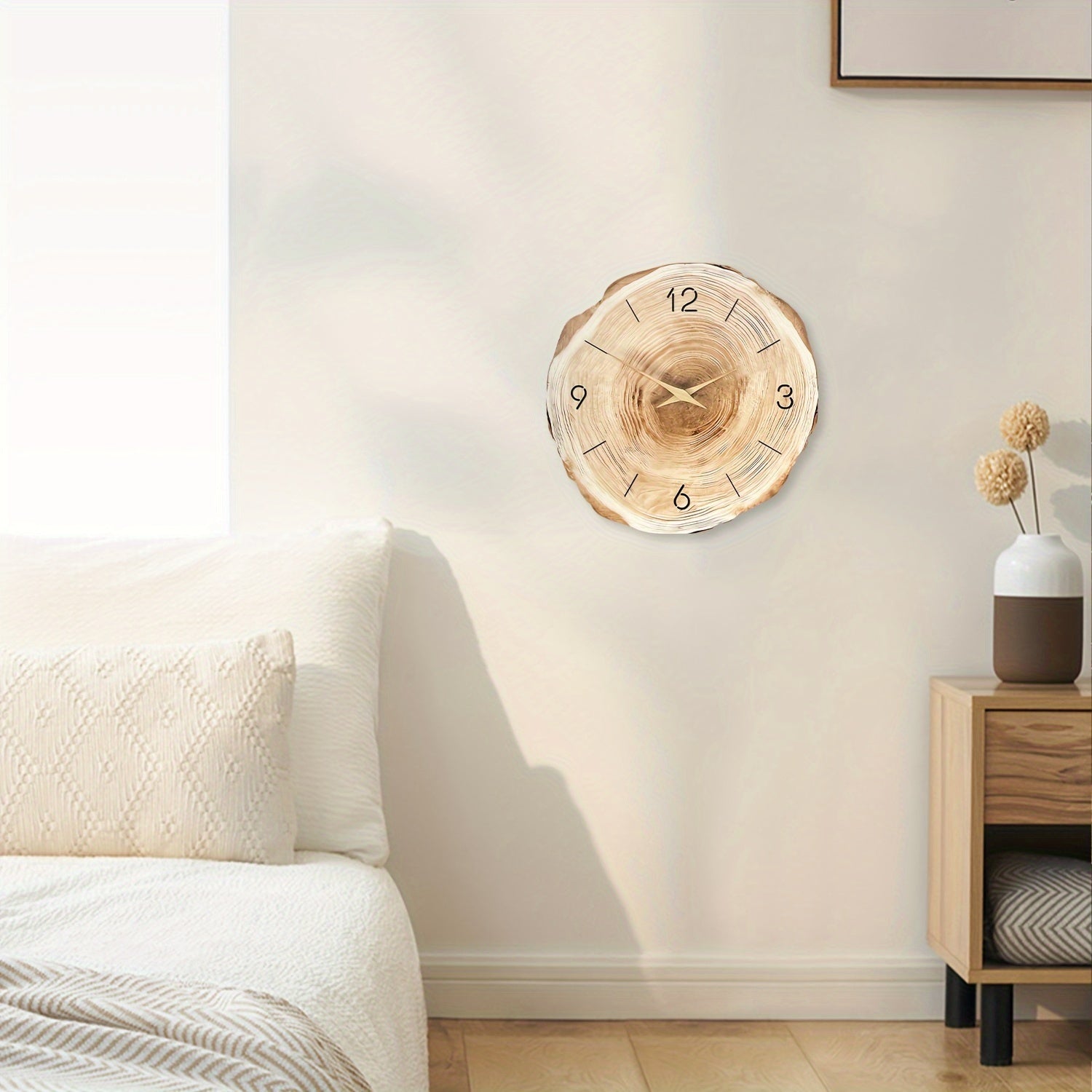 Elegant Natural Wood Wall Clock with Quartz Accuracy