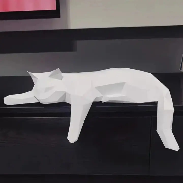 Contemporary Cat Sculpture Crafted from Synthetic Resin
