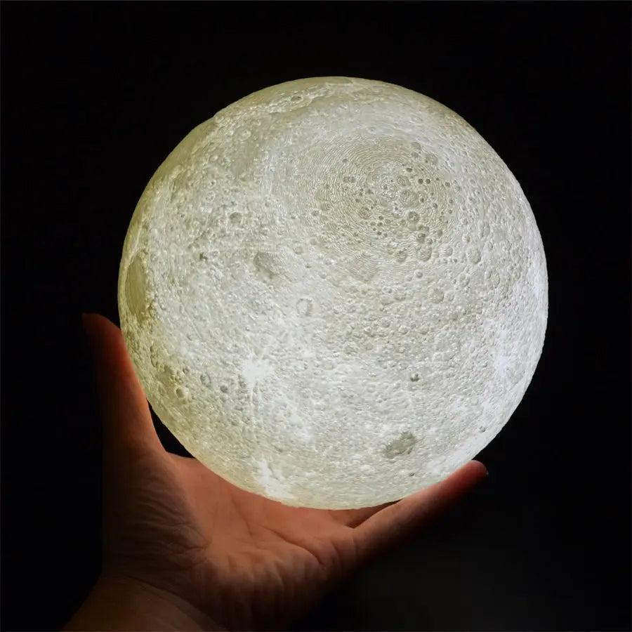 Dimmable Moon Lamp with Wooden Base – 16 Color Options