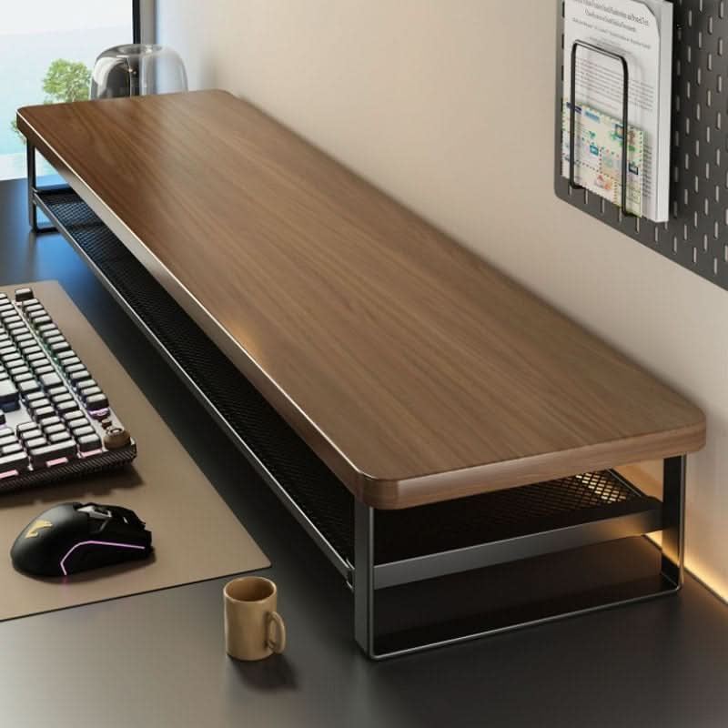 Dual-Layer Monitor Stand with Pull-Out Storage for Computers