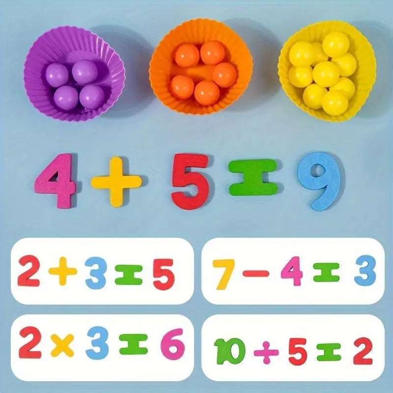 Montessori Math Learning Set with Wooden Counting Beads